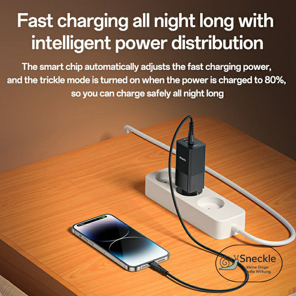 Wandladegerät 65W mit 2 Ports (1×USB-C, 1×USB-A) - GaN Technologie