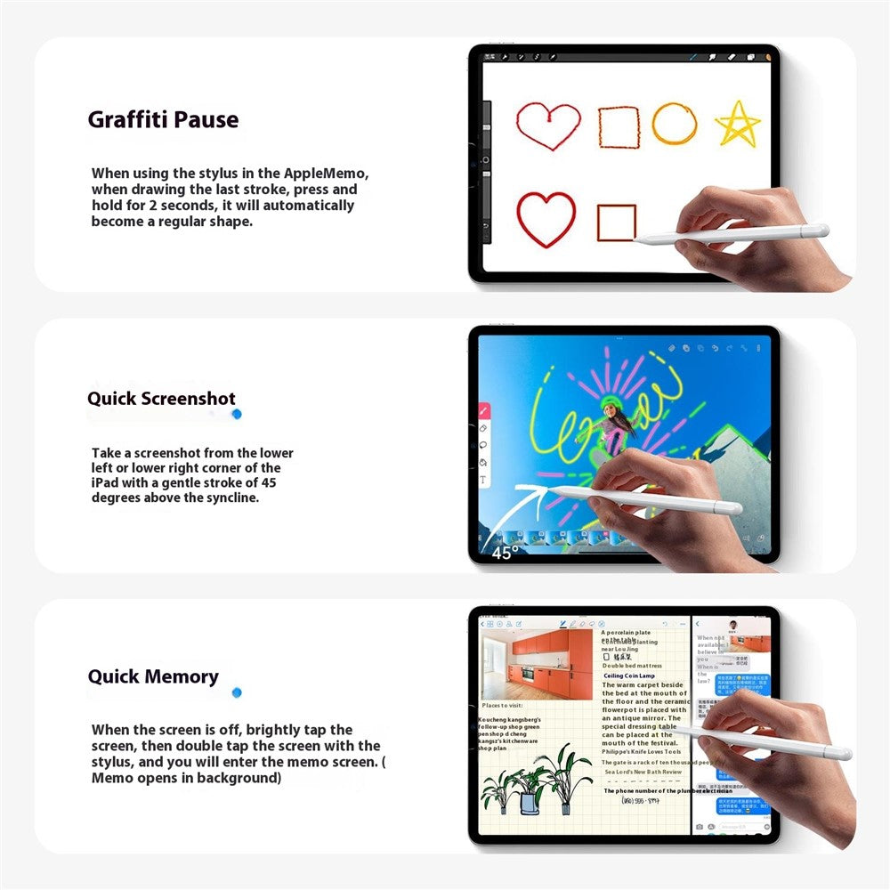 WIWU Pencil A01 Kapazitiver Stift – Für iPad (2018 und neuer), mit Anti-Fehlberührungs- & Neigungssensor