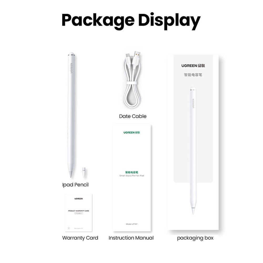UGREEN Aktiver Stift – Aus Aluminiumlegierung, mit präziser Touch-Steuerung, 1,5 mm POM-Spitze, für iPad 6 / 7 / 8 / 9 / 10
