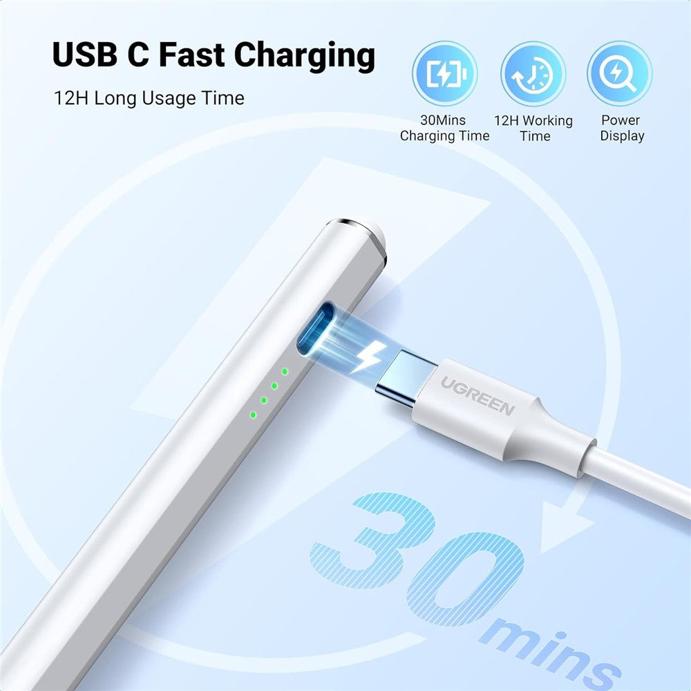 UGREEN Aktiver Stift – Aus Aluminiumlegierung, mit präziser Touch-Steuerung, 1,5 mm POM-Spitze, für iPad 6 / 7 / 8 / 9 / 10