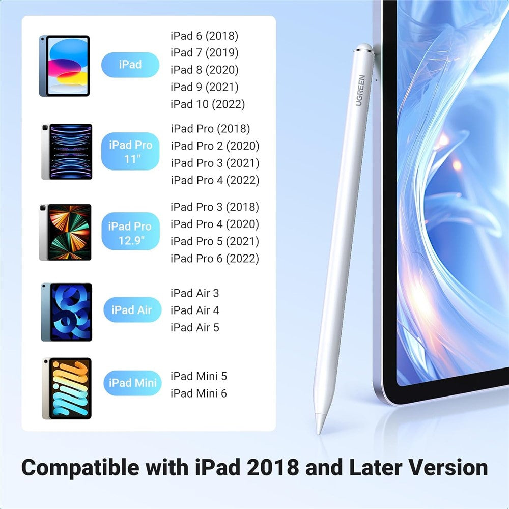 UGREEN Aktiver Stift – Aus Aluminiumlegierung, mit präziser Touch-Steuerung, 1,5 mm POM-Spitze, für iPad 6 / 7 / 8 / 9 / 10