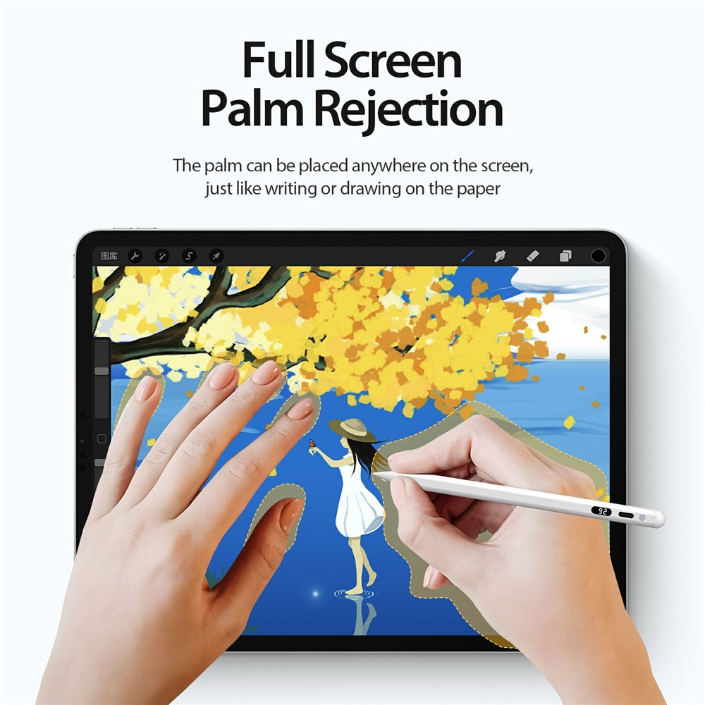 DUX DUCIS SP-06 Aktiver Stift – Für iPad, mit Display, Neigungserkennung & Handballenerkennung (Palm Rejection), Ersatzspitze