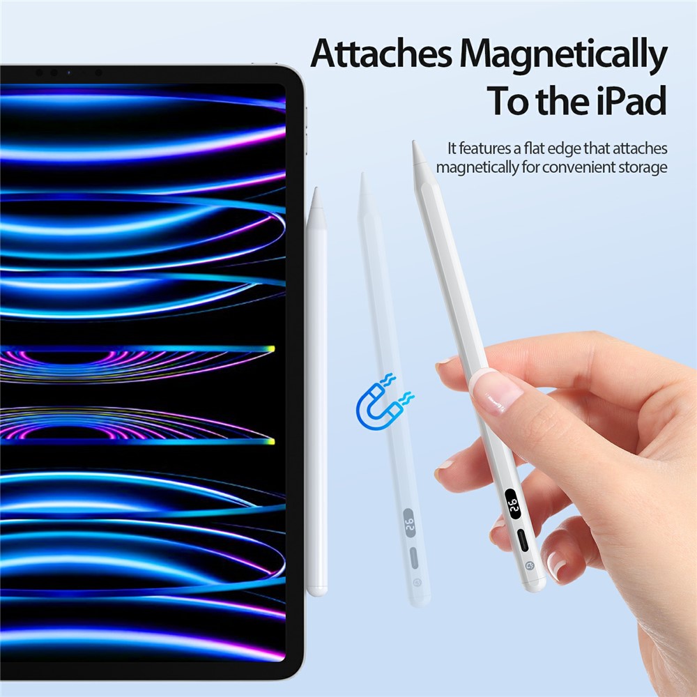 DUX DUCIS SP-06 Aktiver Stift – Für iPad, mit Display, Neigungserkennung & Handballenerkennung (Palm Rejection), Ersatzspitze