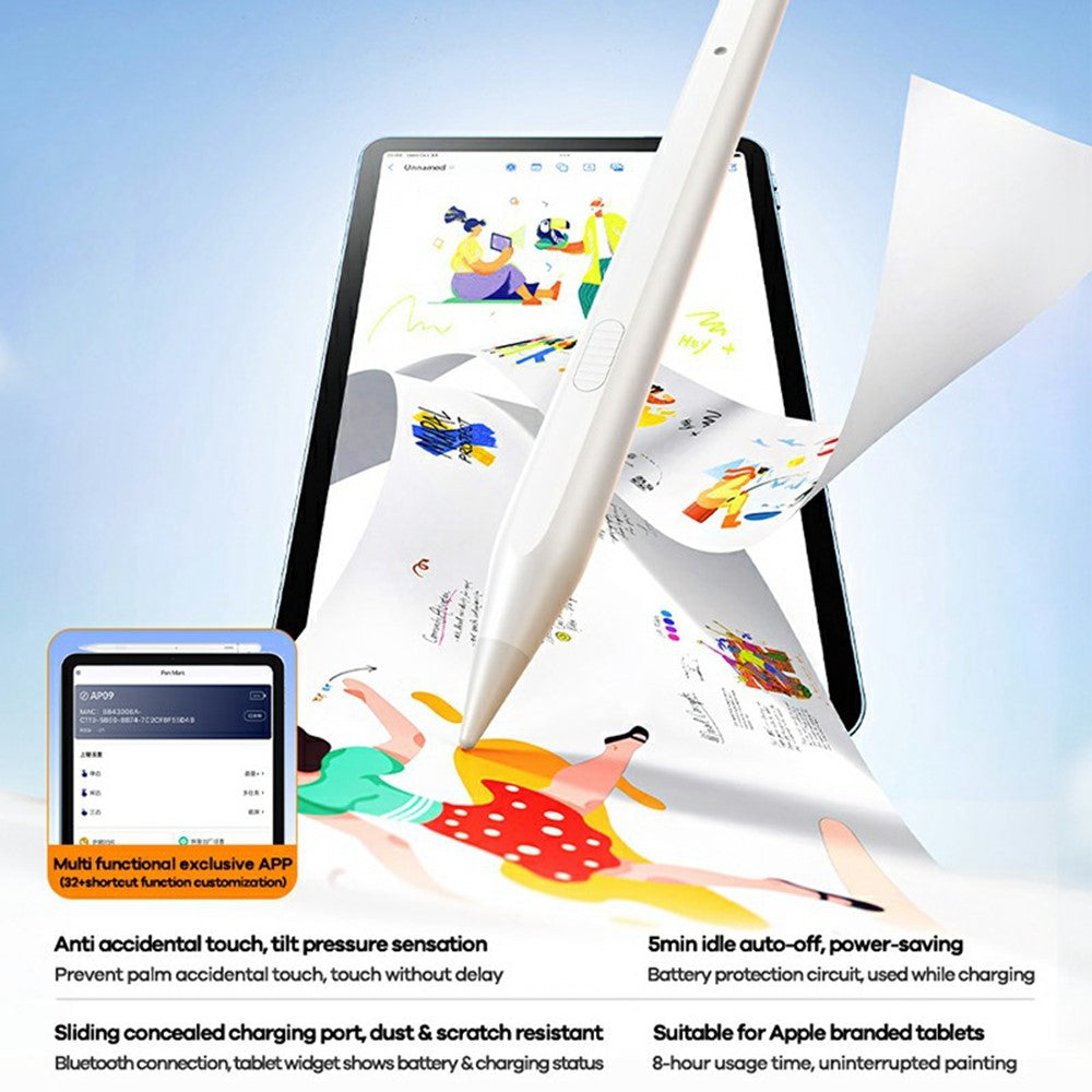 REMAX AP09 Magnetischer kapazitiver Stift – für iPad, Neigungsempfindlichkeit, Handballenerkennung (Palm Rejection)