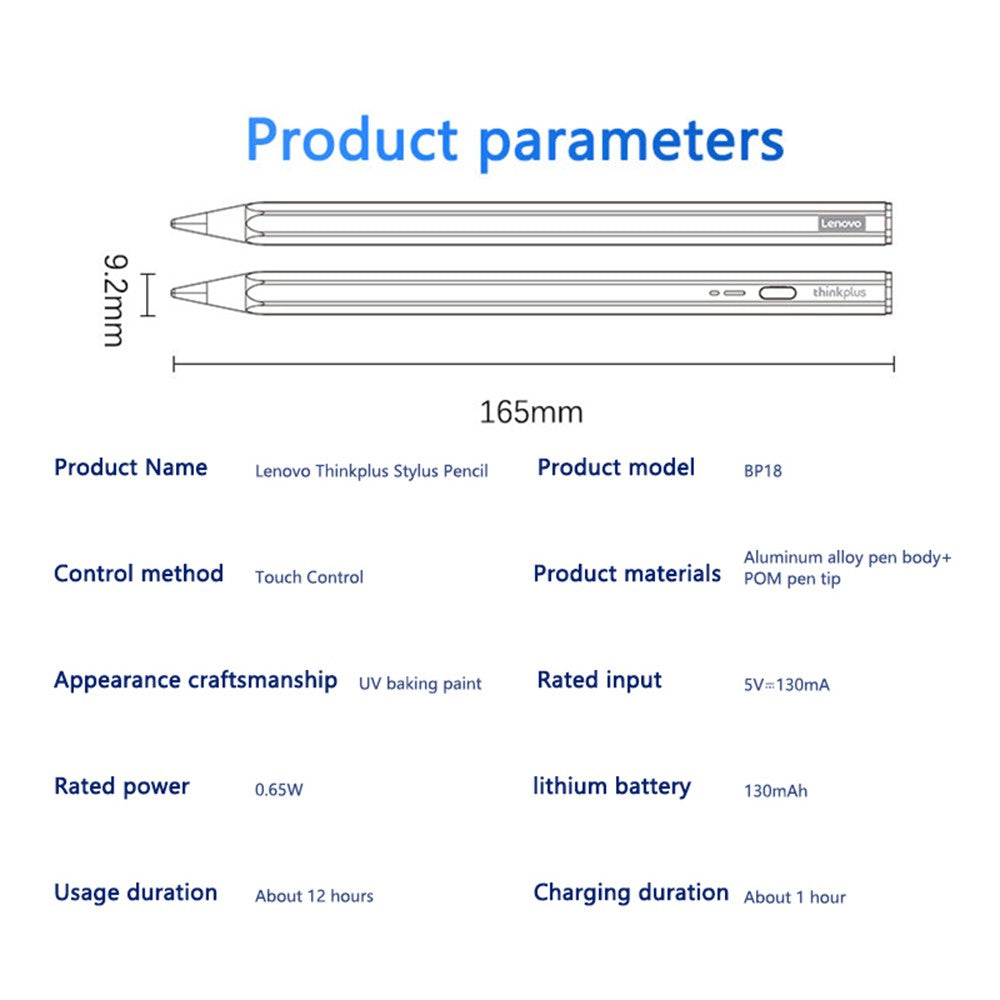 LENOVO Thinkplus BP18 Magnetischer kapazitiver Stift – Für Android- & iOS-Tablets