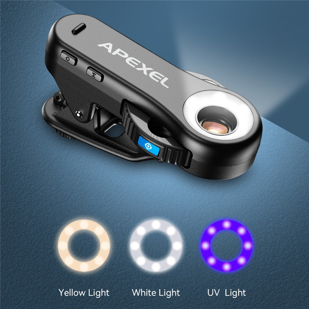 APEXEL APL-MS3L Handy-Mikroskop – Mit LED-Licht, 40x 80x 120x Zoom, Taschenmikroskop-Kameraaufsatz