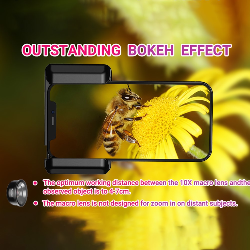APEXEL APL-HB100CPL Makro-Objektiv-Set – Für Smartphones, 10-fache Makro-Linse & CPL-Filter-Objektivaufsatz