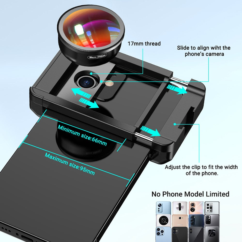 APEXEL APL-HB100CPL Makro-Objektiv-Set – Für Smartphones, 10-fache Makro-Linse & CPL-Filter-Objektivaufsatz