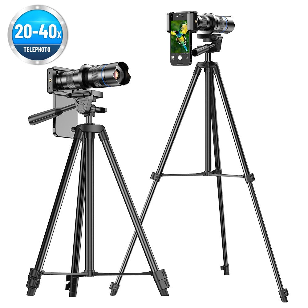 APEXEL APL-20-40XCR50 20-40x Zoom-Teleobjektiv-Stativset – Für Vogelbeobachtung, Konzerte