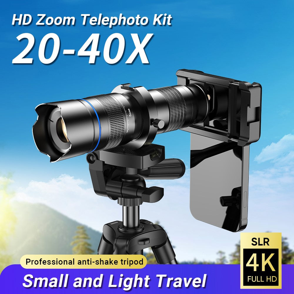 APEXEL APL-20-40XCR50 20-40x Zoom-Teleobjektiv-Stativset – Für Vogelbeobachtung, Konzerte
