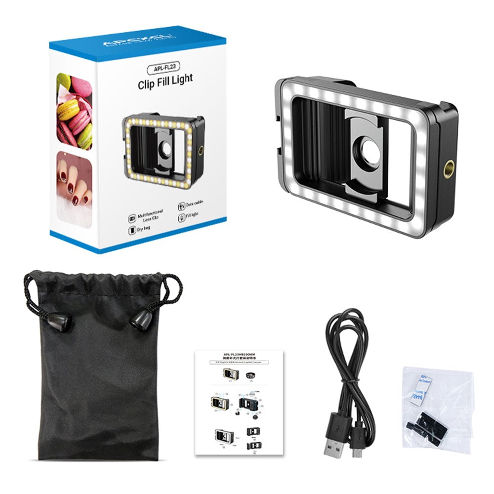 APEXEL APL-FL23 M17-37 LED-Videoleuchte – Mit 1/4-Zoll-Gewindeanschluss, für Smartphones