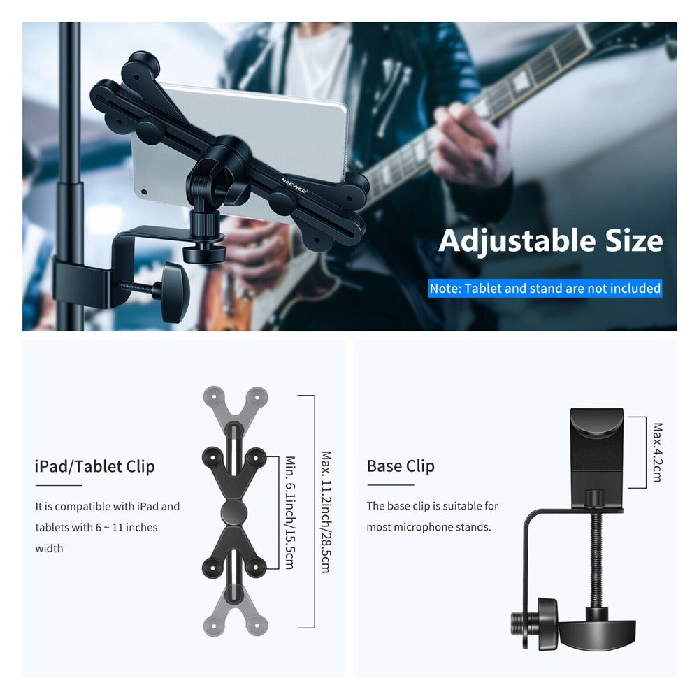 NEEWER NW-105 Tablet Clip for iPad 360 Degree Rotation Microphone Stand Bracket