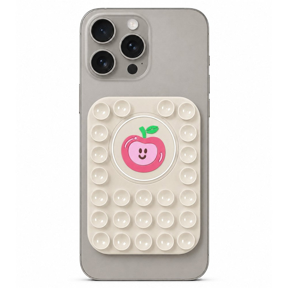 Apple Pattern Magnetic Suction Cup Phone Mount Compatible with MagSafe Case Silicone Sticky Grip Holder