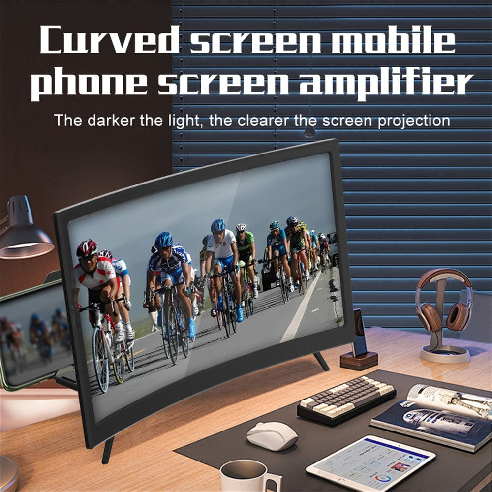 Phone Screen Magnifier 12 Inch Ultra HD Curved Screen Amplifier 3D Magnifying Glass with Lazy Stand