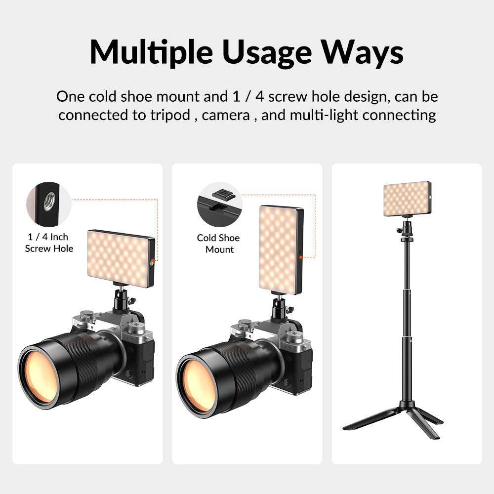 APEXEL APL-FL07 Fotografie RGB Farb-LED-Leuchte – Mit 1/4-Zoll-Schraube Kamerabeleuchtungsset, für Videokonferenzen & Live-Streaming