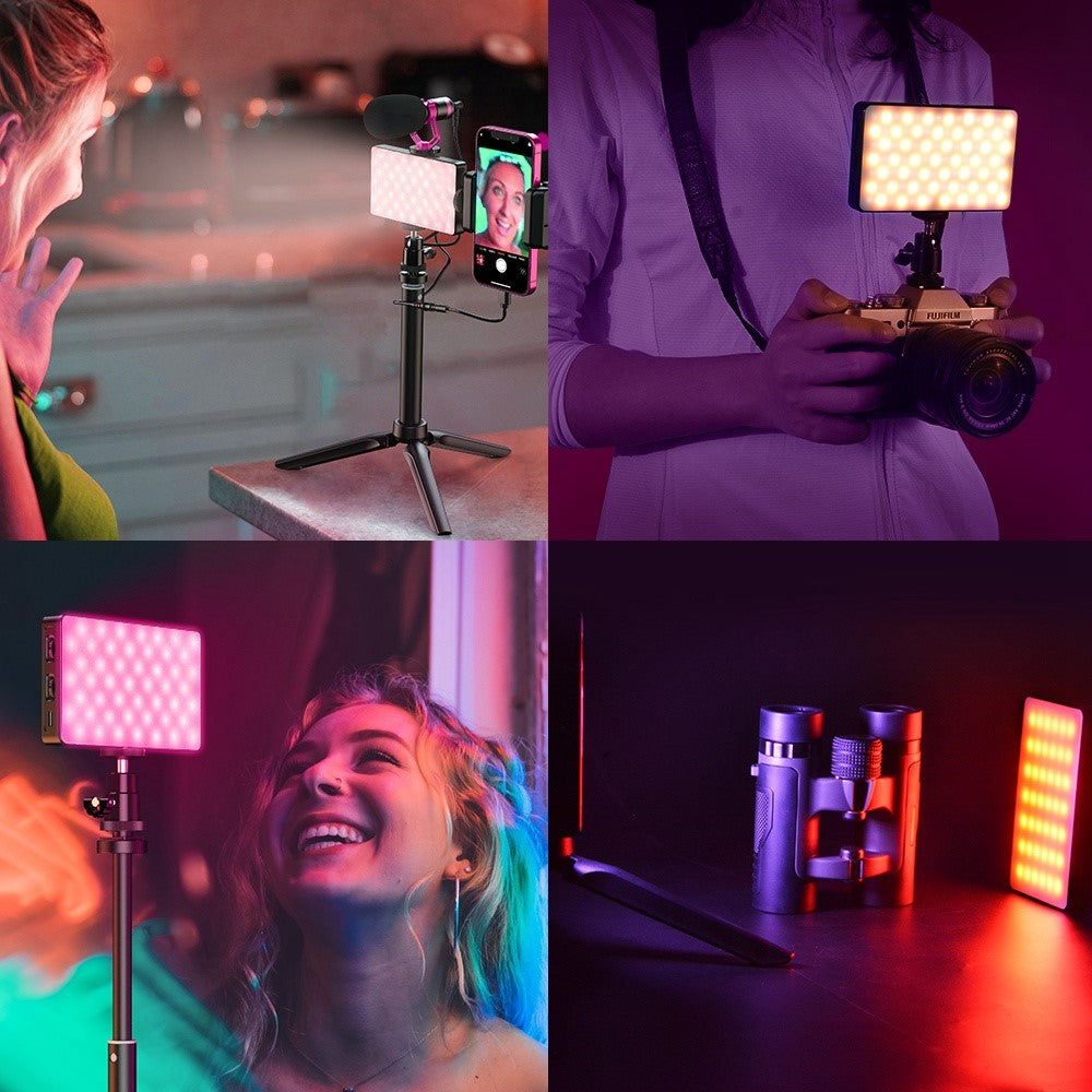 APEXEL APL-FL07 Fotografie RGB Farb-LED-Leuchte – Mit 1/4-Zoll-Schraube Kamerabeleuchtungsset, für Videokonferenzen & Live-Streaming