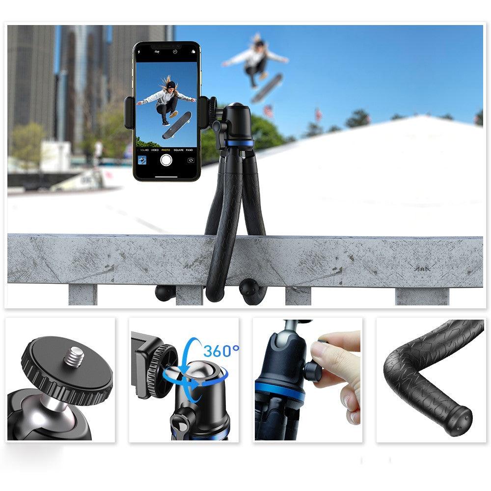 APEXEL APL-JJ10 Tragbares Octopus-Stativ – Mit flexibler 360°-Drehhalterung & Handyhalterung