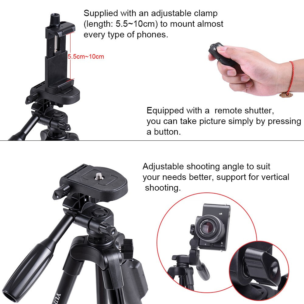 YUNTENG 5208 Stativ – Mit Bluetooth-Fernbedienung, für DSLR- & SLR-Kameras sowie Smartphones