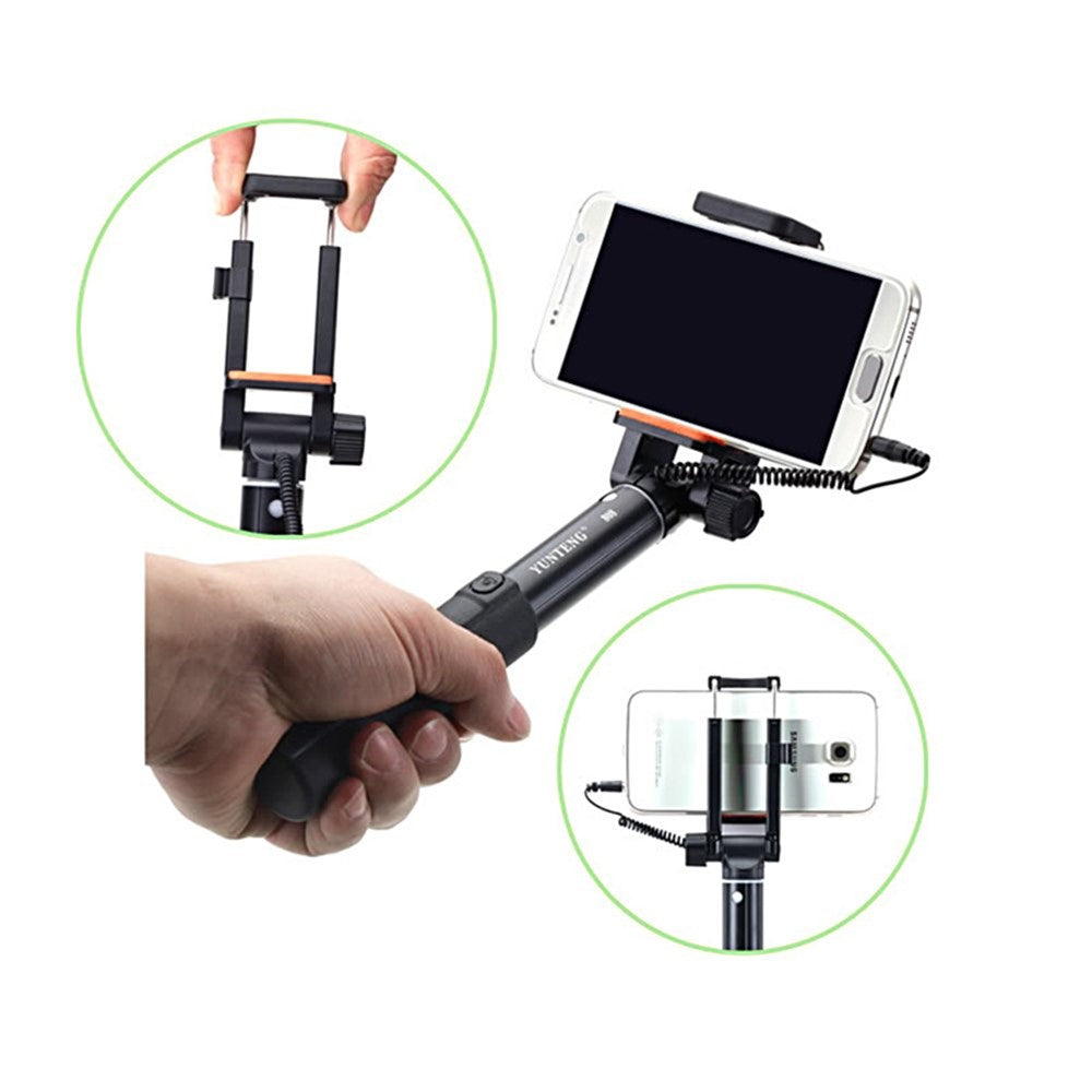 YUNTENG 808 Selfie-Stick – Mit Ausziehfunktion, für iPhone, Samsung & Huawei Smartphones