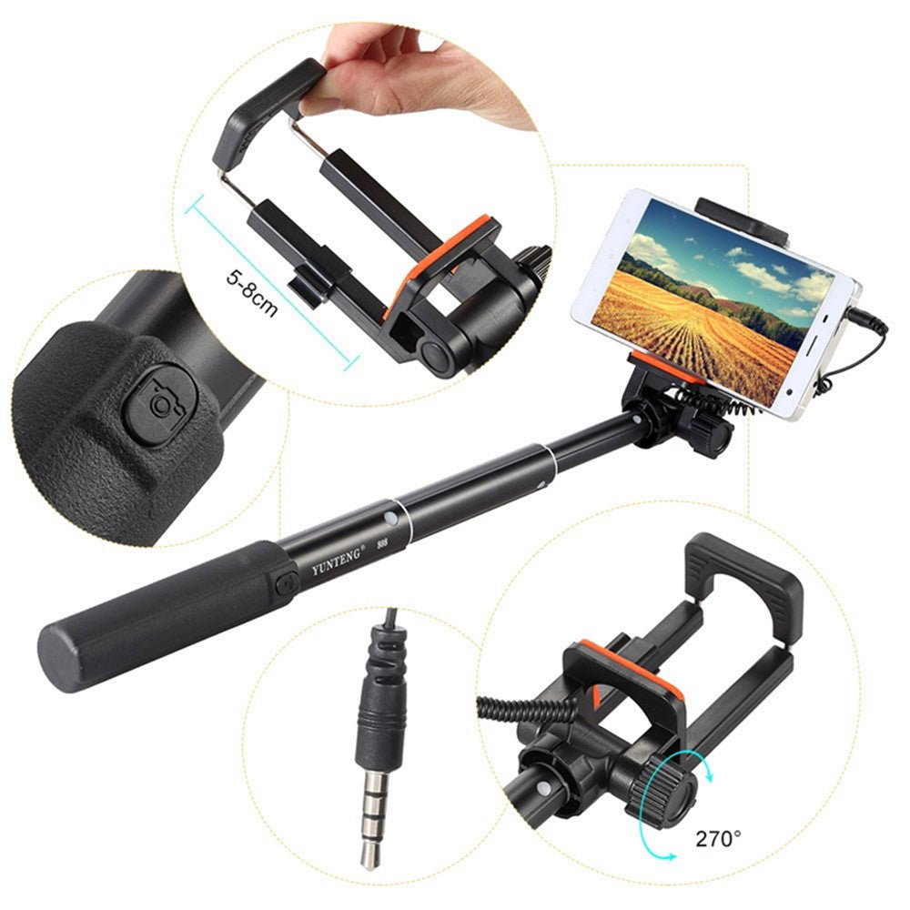 YUNTENG 808 Selfie-Stick – Mit Ausziehfunktion, für iPhone, Samsung & Huawei Smartphones