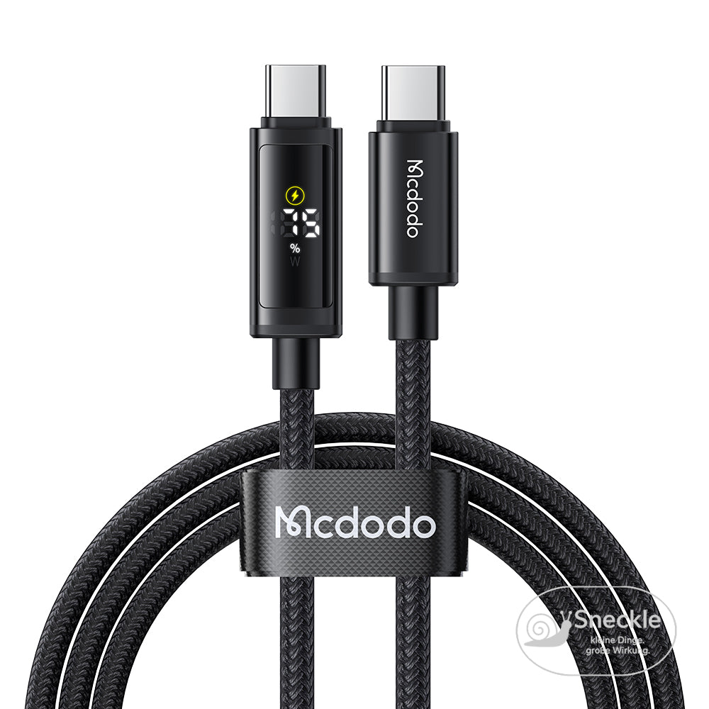 MCDODO CA-8000 C auf C Schnellladekabel – Bis 100W, 1,2m, geflochten, Digitalanzeige & Daten bis 480 Mb/s