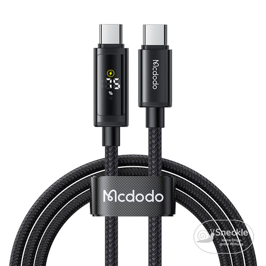 MCDODO CA-8000 C auf C Schnellladekabel – Bis 100W, 1,2m, geflochten, Digitalanzeige & Daten bis 480 Mb/s
