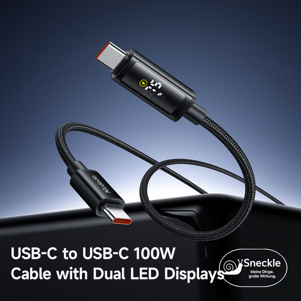 MCDODO CA-8000 C auf C Schnellladekabel – Bis 100W, 1,2m, geflochten, Digitalanzeige & Daten bis 480 Mb/s