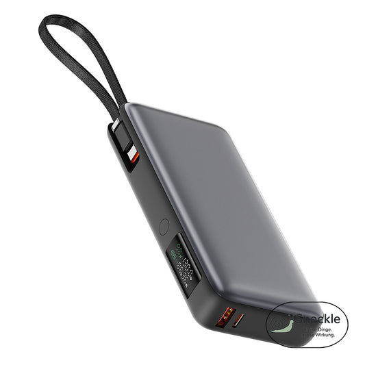 Powerbank 20000mAh mit integriertem USB-C-Kabel – 130W Schnellladefunktion