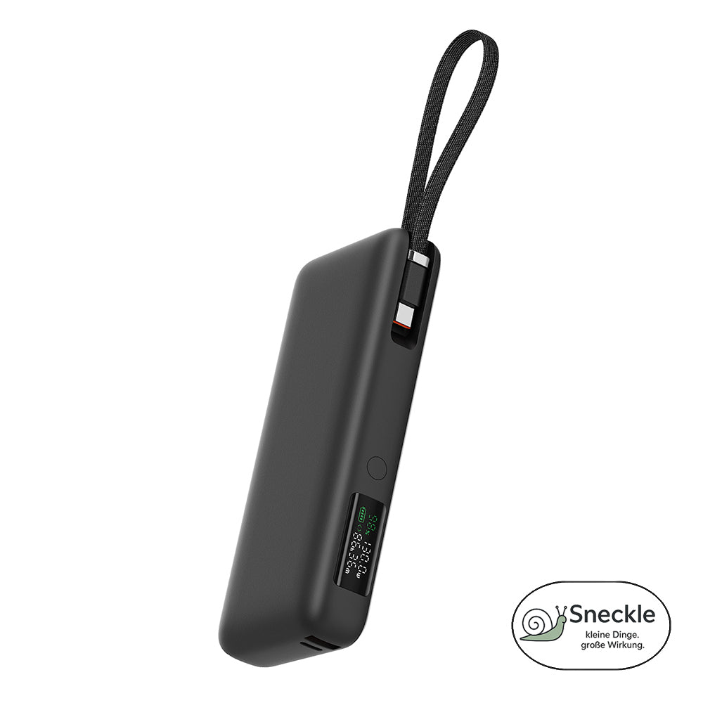 Powerbank 20000mAh mit integriertem USB-C-Kabel – 130W Schnellladefunktion
