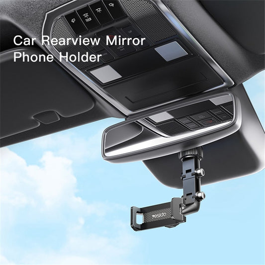 Auto-Handyhalterung – YESIDO C192 Clip-on Rotating Car Rearview Mirror Mount Adjustable Bracket YESIDO C192 Clip-on-drehbare Auto-Rückspiegelhalterung, verstellbare Halterung für 4-6,7-Zoll-Telefonhalter