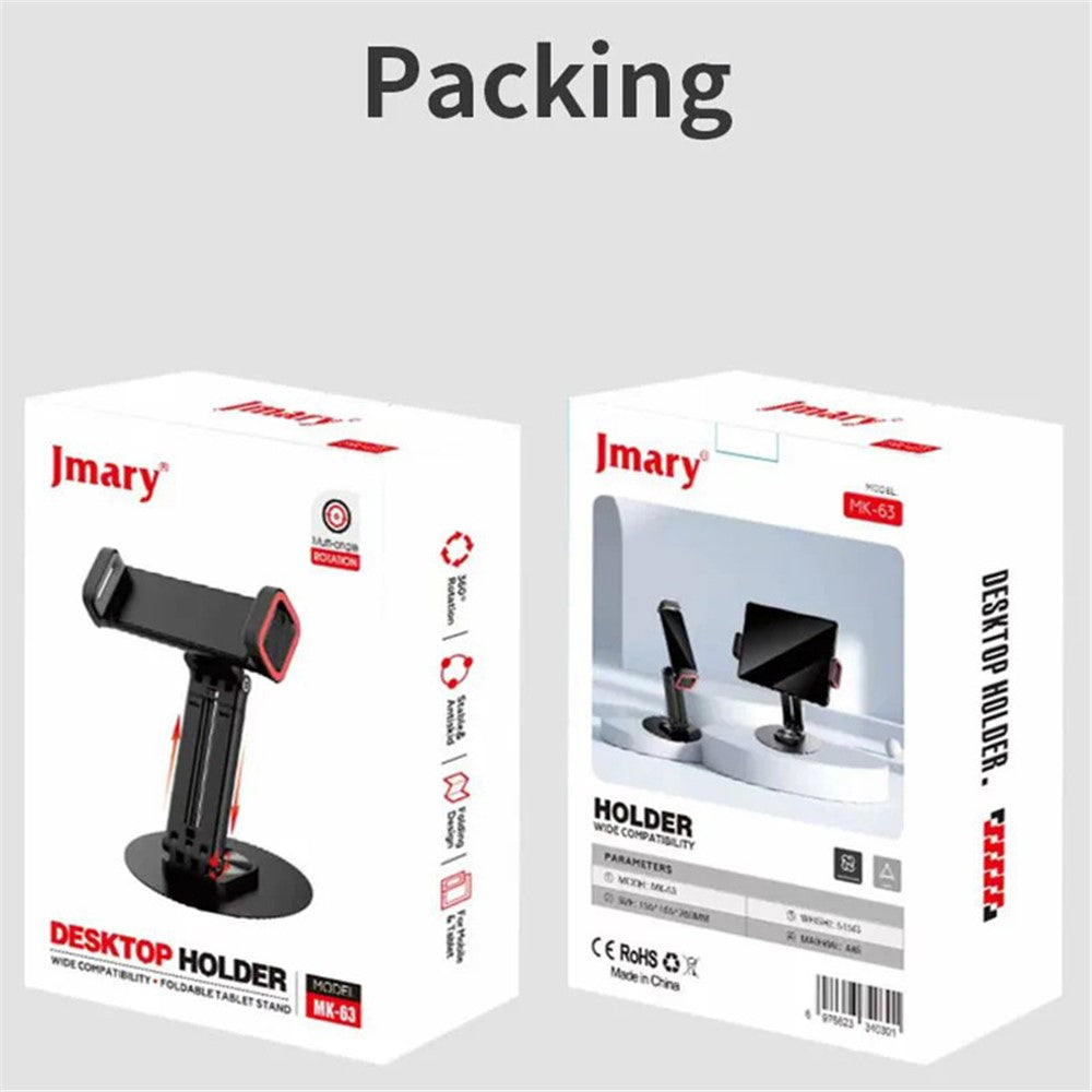 JMARY MK-63 Tischhalterung – 360 Grad drehbar, faltbar, für Smartphone/Tablet