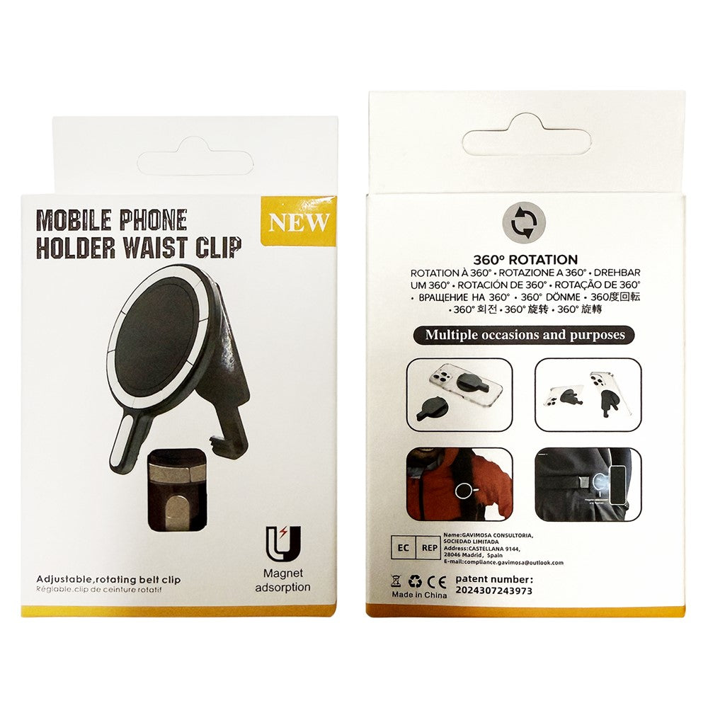 Magnetic Phone Mount Stand Multi-Functional Holder Anti-Drop for Belt Clip / Desktop / Computer Clip