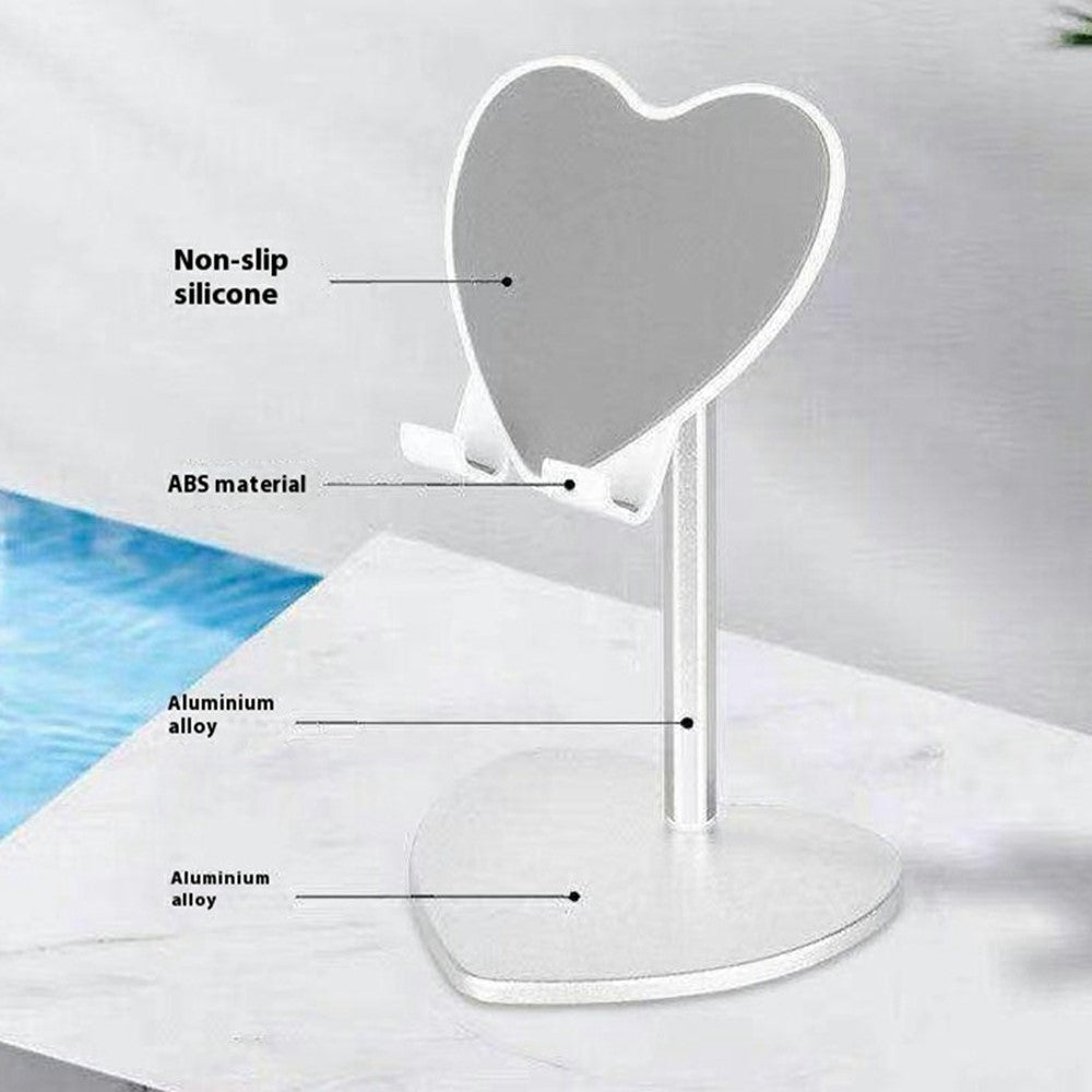 K8 Aluminum Alloy Heart-Shaped Phone Stand Adjustable Angle Foldable Holder for Smartphones / Tablets