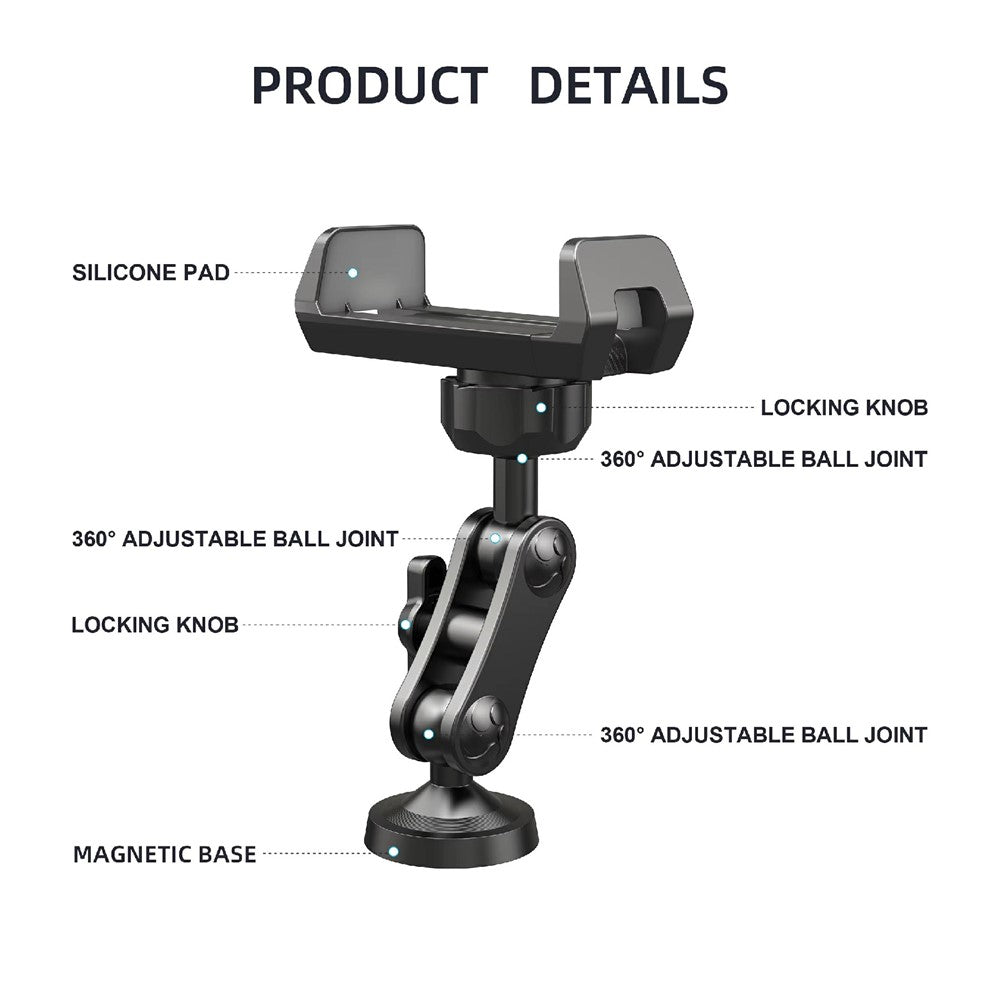 X037 360 Degree Adjustable Cellphone Bracket with Magnetic Base Phone Holder for Gym Equipment