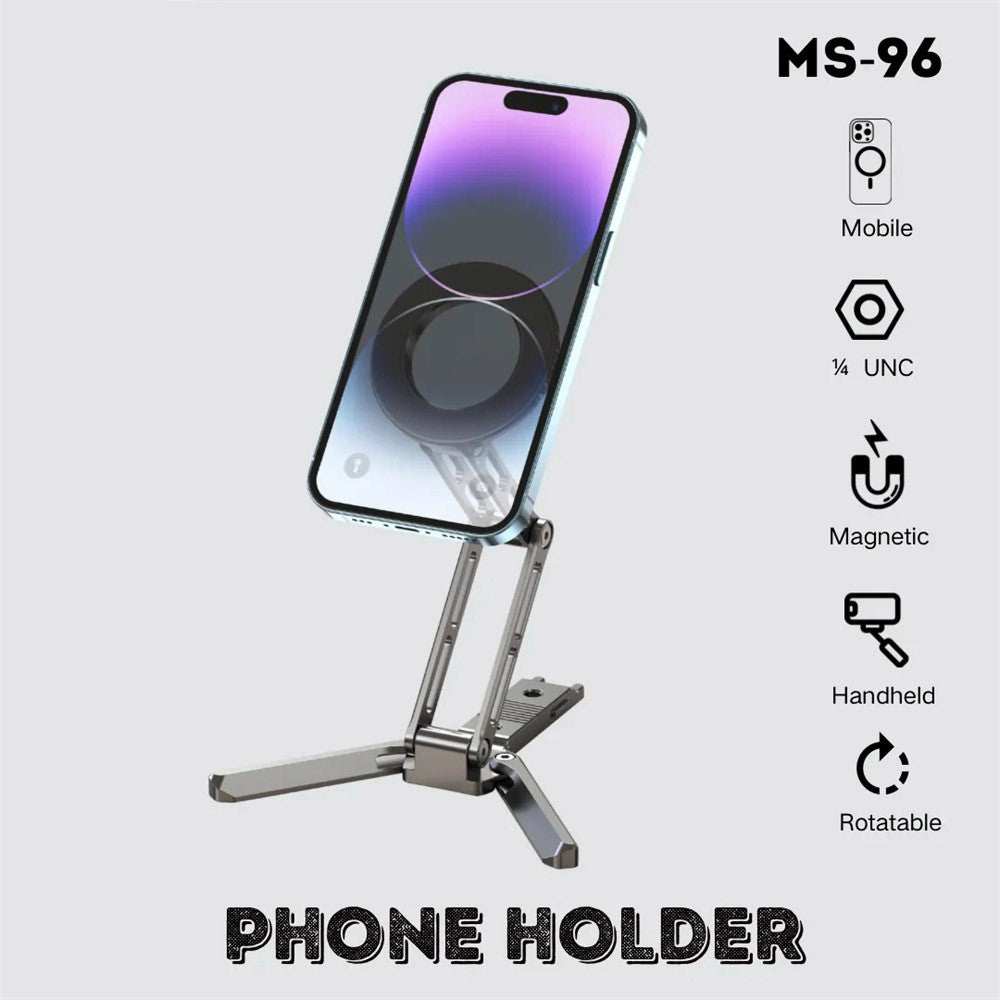 JMARY MS-96 Magnetisches Tischstativ – Aus Aluminiumlegierung, faltbar, 360° drehbar, für iPhone