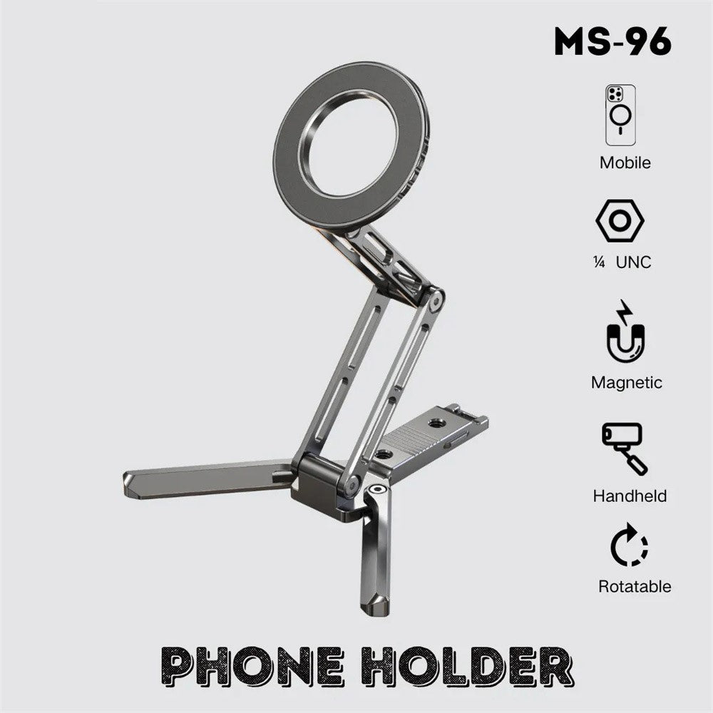 JMARY MS-96 Magnetisches Tischstativ – Aus Aluminiumlegierung, faltbar, 360° drehbar, für iPhone