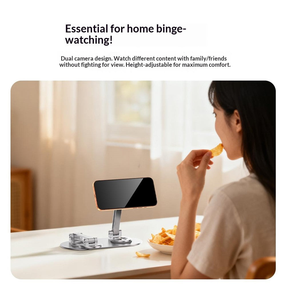 CX-3 Dual Head Magnetic Phone Stand 360-Degree Rotatable Aluminum Alloy Holder Adjustable Angle for Live Streaming