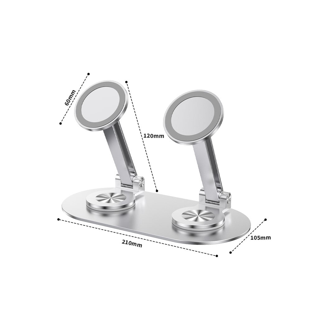 CX-3 Dual Head Magnetic Phone Stand 360-Degree Rotatable Aluminum Alloy Holder Adjustable Angle for Live Streaming