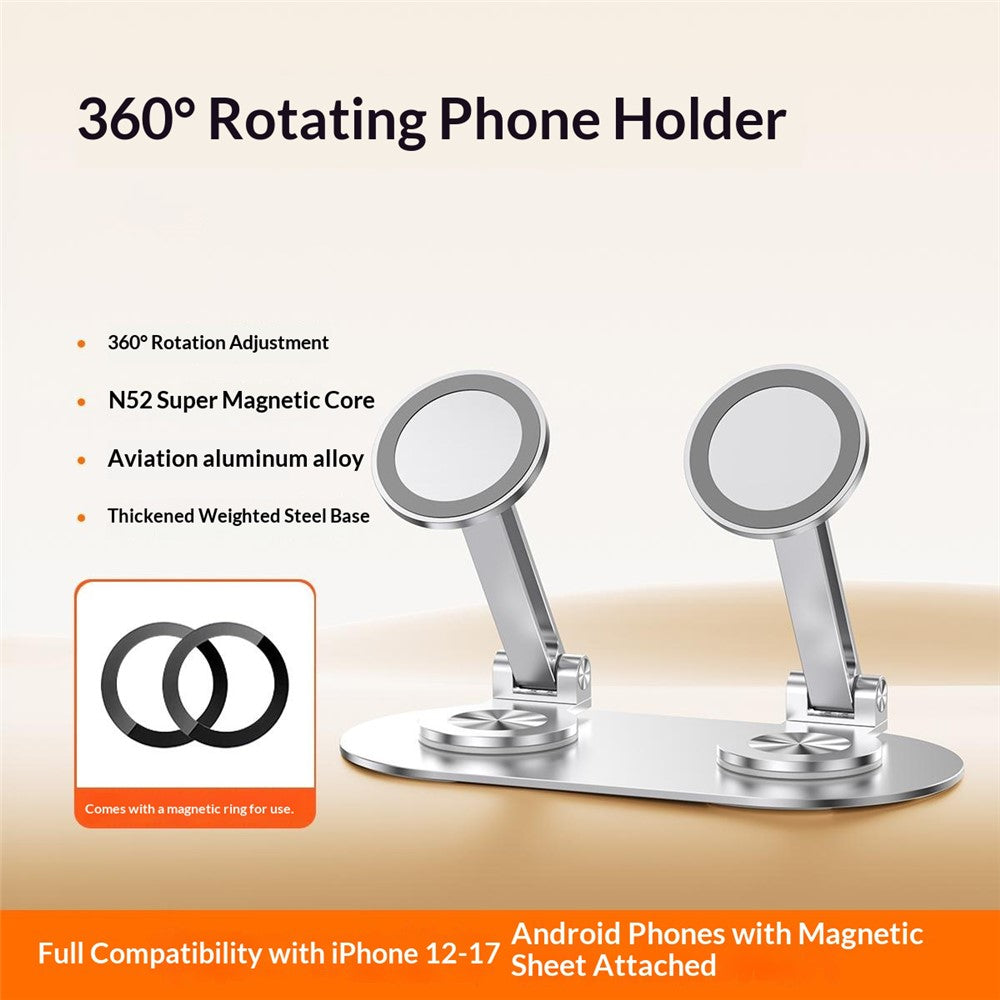 CX-3 Dual Head Magnetic Phone Stand 360-Degree Rotatable Aluminum Alloy Holder Adjustable Angle for Live Streaming