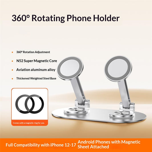 Stativ oder Selfie-Stick – CX-3 Dual Head Magnetic Phone Stand 360-Degree Rotatable Aluminum Alloy Holder Adjustable Angle for Live Streaming