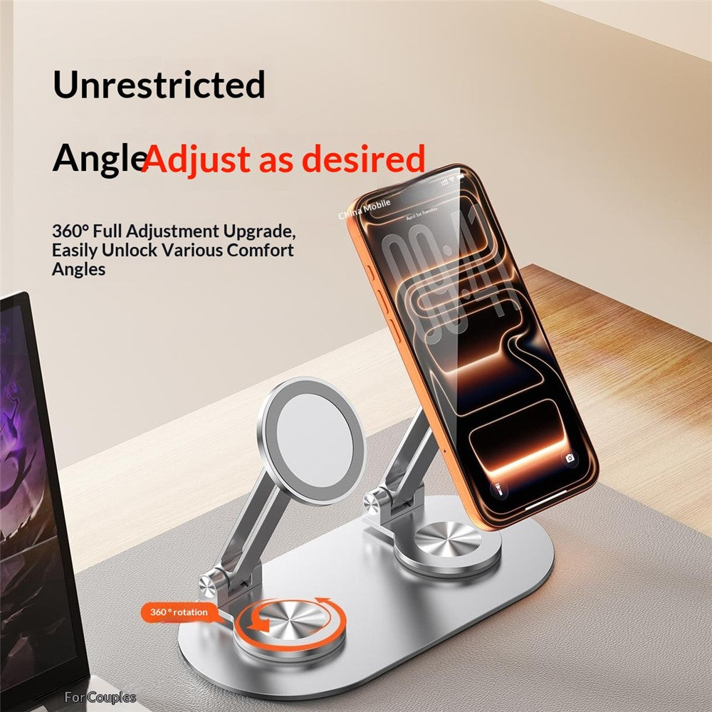 CX-3 Dual Head Magnetic Phone Stand 360-Degree Rotatable Aluminum Alloy Holder Adjustable Angle for Live Streaming