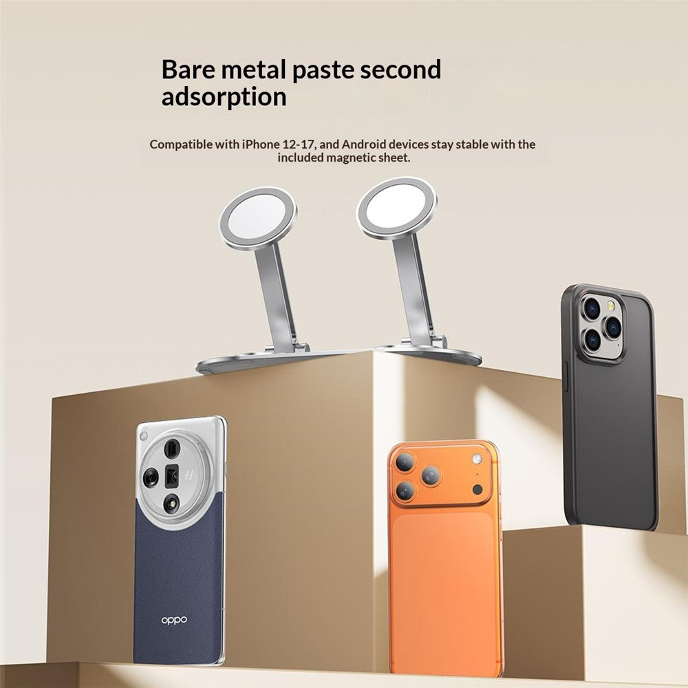 CX-3 Dual Head Magnetic Phone Stand 360-Degree Rotatable Aluminum Alloy Holder Adjustable Angle for Live Streaming