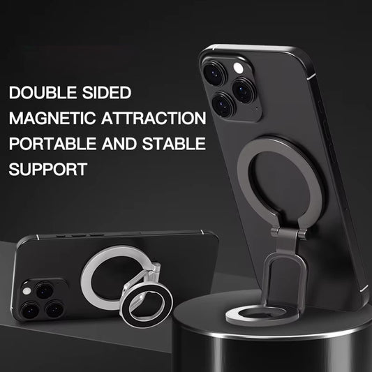 Double-Sided Magnetic Phone Stand Ring Holder Compatible with MagSafe 360 Degree Adjustable Metal Stand for iPhone 17  /  16  /  15  /  14  /  Samsung  /  Galaxy