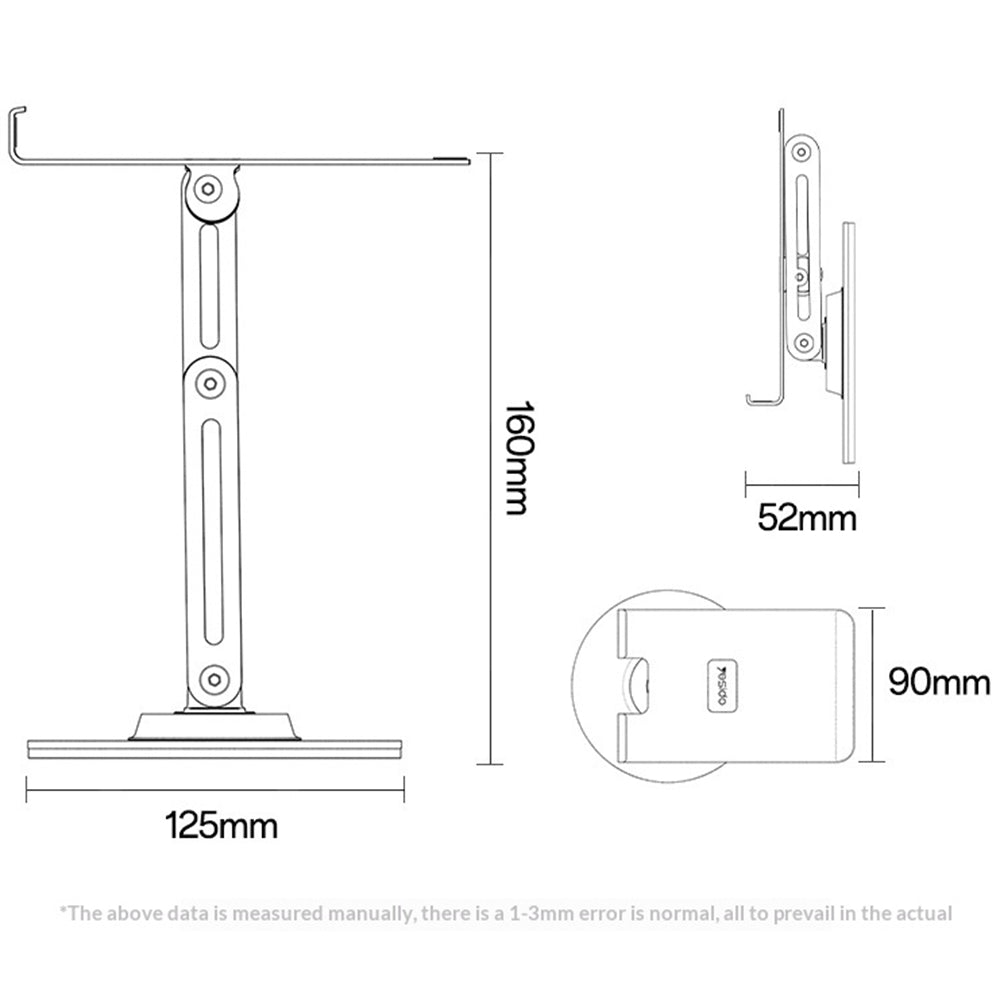 YESIDO C302 Desktop Tablet Stand 360 Degree Rotation 3-Axis Foldable Phone Holder Bracket