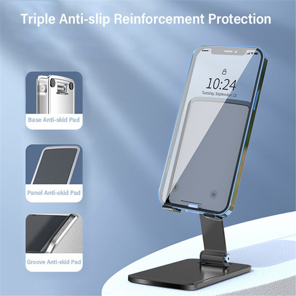 CCT15 Portable Folding Phone Holder Adjustable Anti-Slip Tablets Metal Stand for 4-13 inch Device