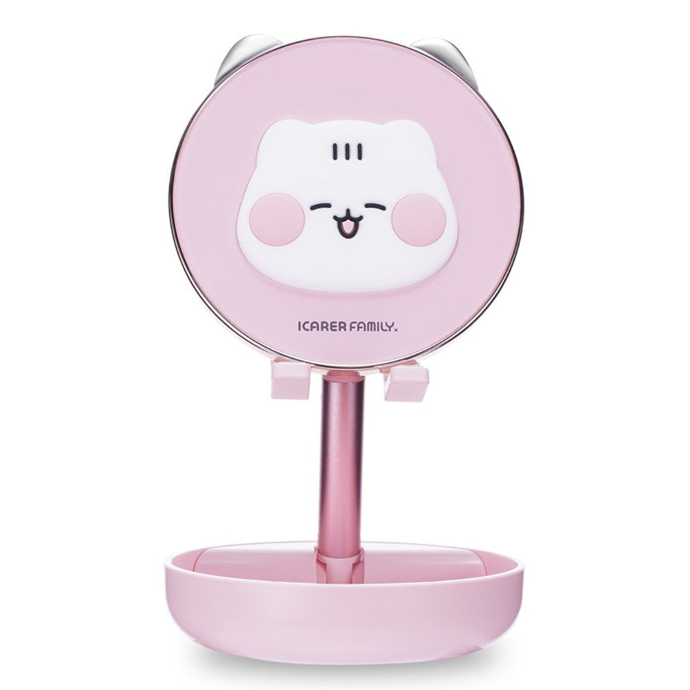 ICARERFAMILY IF-ZMZJ01 Mirror Design Cartoon Desktop Bracket Folding Stand for Phone / Tablet