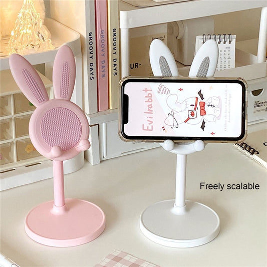 Cute Rabbit Phone Tablet Bracket Desktop Adjustable Cellphone Holder Stand for Devices within 10-inch