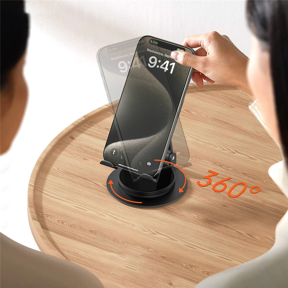 ZUZG Z21 Adjustable Desktop Phone Mount for iPhone 16 / 16 Plus / 16 Pro / 16 Pro Max Carbon Steel Rotary Foldable Phone Tablet Stand Holder
