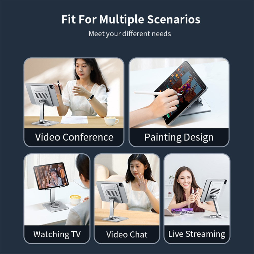 XUNDD XDHO-027 Rotation Foldable Desktop Holder Tablet Stand for iPhone 16 / 16 Plus / 16 Pro / 16 Pro Max