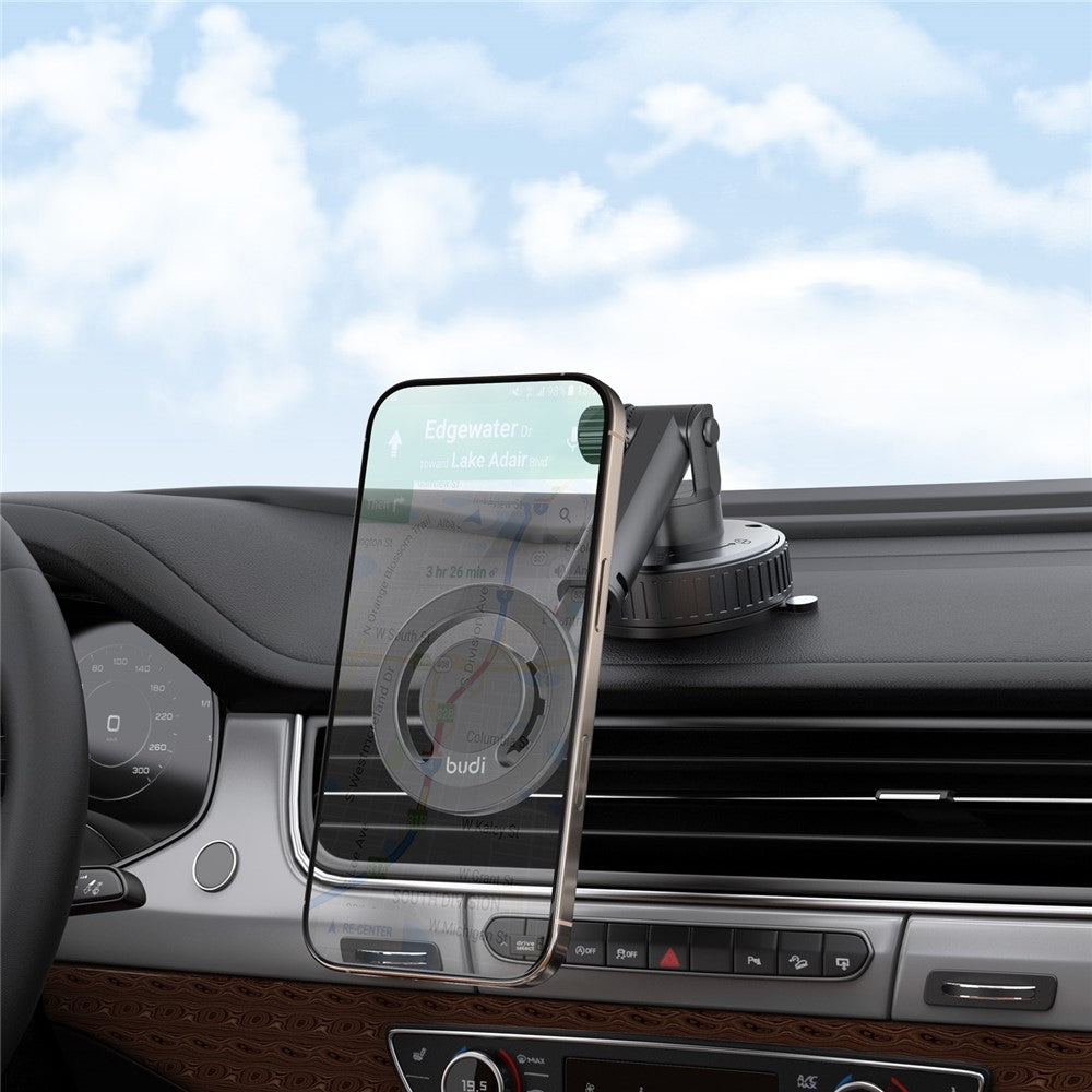 BUDI CM591B Magnetische Auto-Handyhalterung – Verstellbar, 360° drehbar & mit Saugnapfbasis